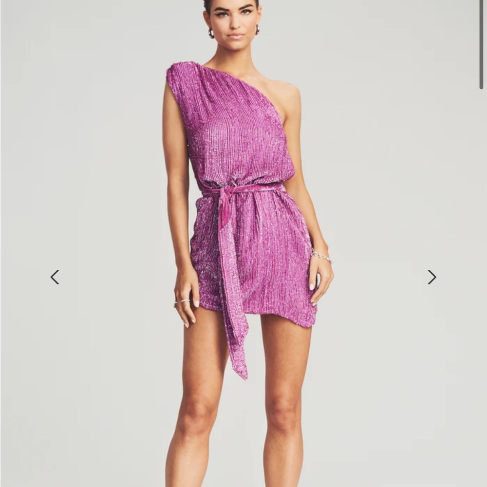 Retrofete One-Shoulder Fuchsia Dress